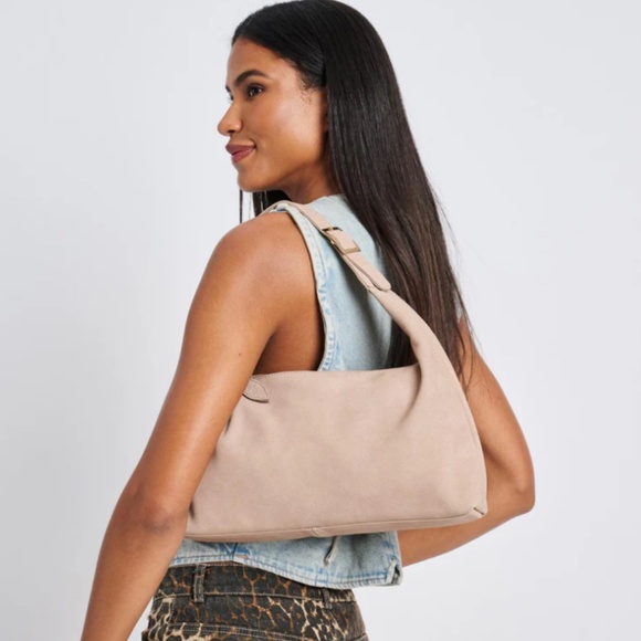 NEW Moda Luxe Maple Suede Hobo handbag leather chocolate NWT - Picture 8 of 9